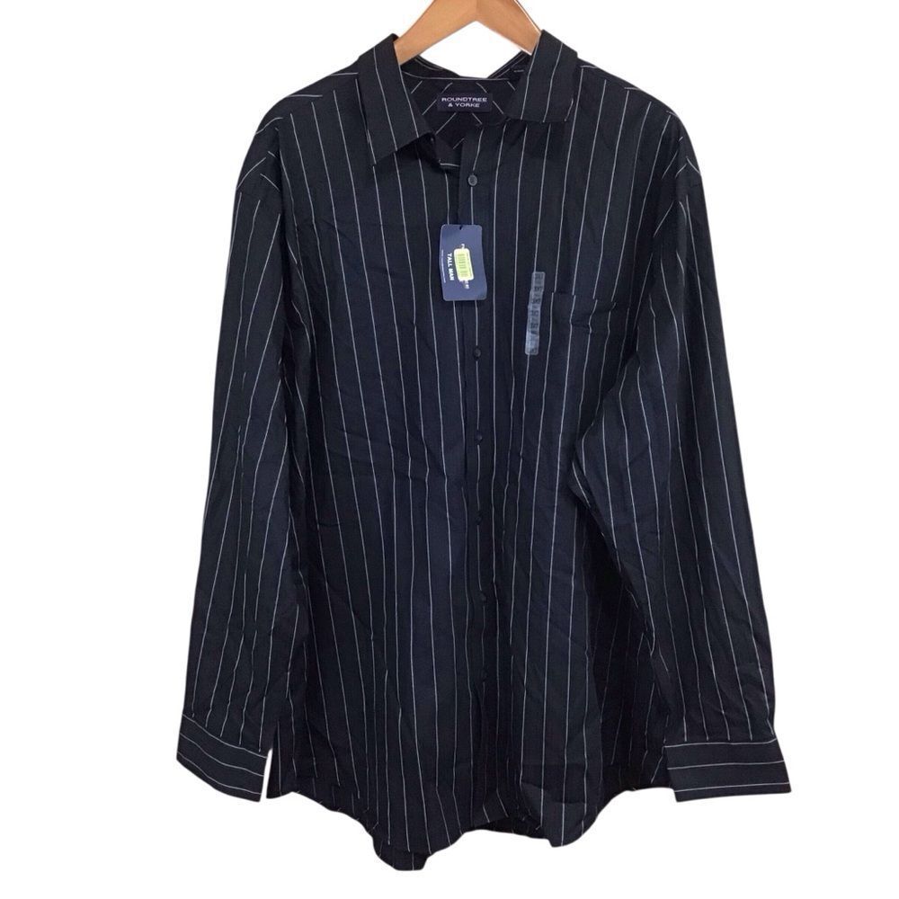 Roundtree & Yorke Tall‎ Man Men's 3XT Black Striped Shirt